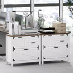 HOMCOM Classeur 4 Tiroirs, Meuble de Rangement Latéral de Style Ferme avec Rails Suspendus Réglables pour Dossiers de Taille Lettre/A4/Légal, Support d'Imprimante