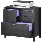 HOMCOM Classeur 4 Tiroirs, Meuble de Rangement Latéral de Style Ferme avec Rails Suspendus Réglables pour Dossiers de Taille Lettre/A4/Légal, Support d'Imprimante