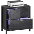HOMCOM 4 Drawer File Cabinet, Farmhouse Lateral Filing Cabinet with Adjustable Hanging Rails for Letter/A4/Legal Size Files, Printer Stand