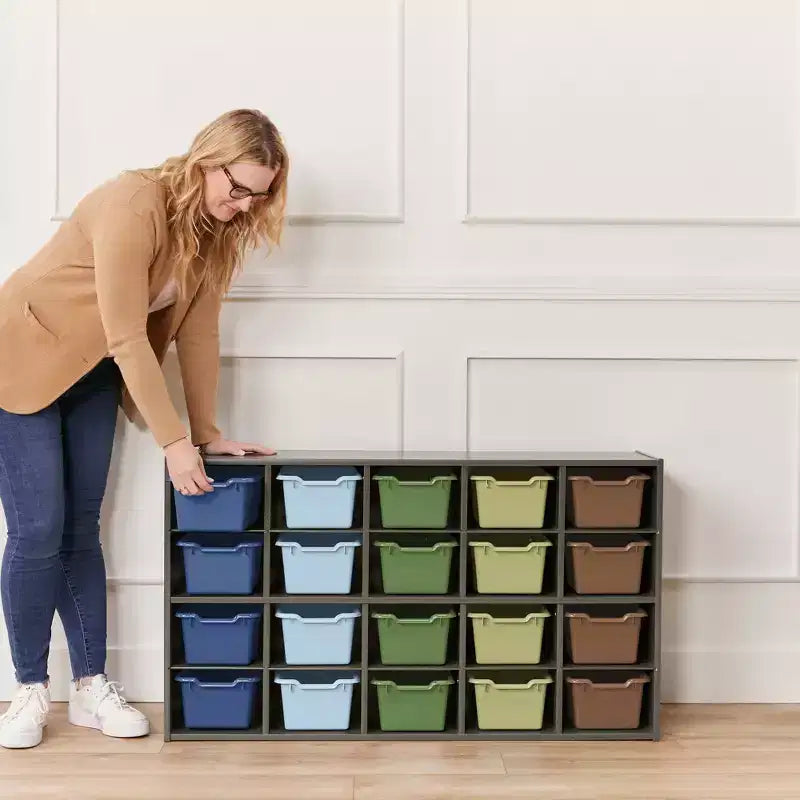 Armoire de rangement ECR4Kids Streamline 20 bacs et 20 bacs à façade ouverte, 4x5, Meuble pour enfant