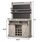 Meuble bar TROPOW 75, grand vaisselier de cuisine, buffet de style rustique pour café, armoire avec porte coulissante de style grange