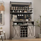 Meuble bar TROPOW 75, grand vaisselier de cuisine, buffet de style rustique pour café, armoire avec porte coulissante de style grange