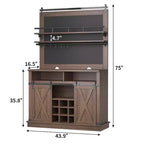 Meuble bar TROPOW 75, grand vaisselier de cuisine, buffet de style rustique pour café, armoire avec porte coulissante de style grange