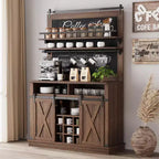 Meuble bar TROPOW 75, grand vaisselier de cuisine, buffet de style rustique pour café, armoire avec porte coulissante de style grange