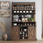 Meuble bar TROPOW 75, grand vaisselier de cuisine, buffet de style rustique pour café, armoire avec porte coulissante de style grange