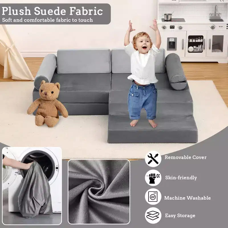 Canapé modulaire 13 pièces pour enfants, canapé de jeu modulaire convertible pour enfants, canapé sectionnel modulaire en mousse