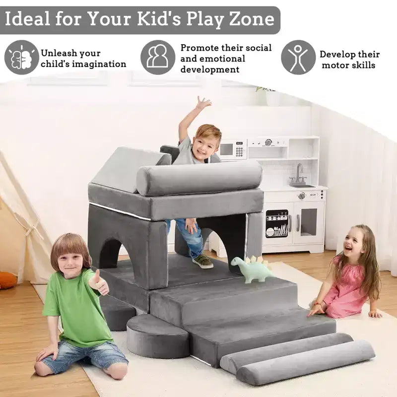 Canapé modulaire 13 pièces pour enfants, canapé de jeu modulaire convertible pour enfants, canapé sectionnel modulaire en mousse