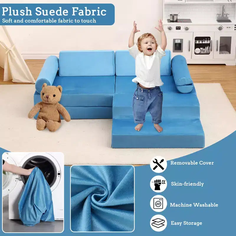 Canapé modulaire 13 pièces pour enfants, canapé de jeu modulaire convertible pour enfants, canapé sectionnel modulaire en mousse