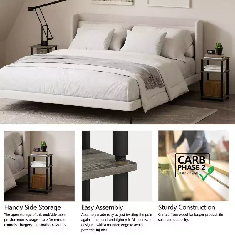 Table d'appoint réversible HOMLUX 3 niveaux avec étagère de rangement pour canapé-lit