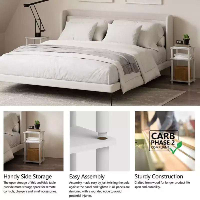 Table d'appoint réversible HOMLUX 3 niveaux avec étagère de rangement pour canapé-lit