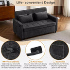 Bestier Canapé-lit convertible 56,9 po, canapé-lit rembourré avec USB et dossier réglable, lit pliant pour salon-noir