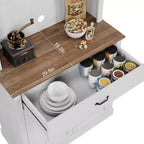 70.9 Armoire de cuisine haute, Armoire de rangement en bois avec support à micro-ondes, Armoire autonome, Meuble de bar à café