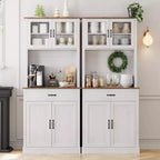 70.9 Armoire de cuisine haute, Armoire de rangement en bois avec support à micro-ondes, Armoire autonome, Meuble de bar à café