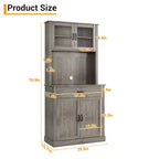 70.9 Armoire de cuisine haute, Armoire de rangement en bois avec support à micro-ondes, Armoire autonome, Meuble de bar à café