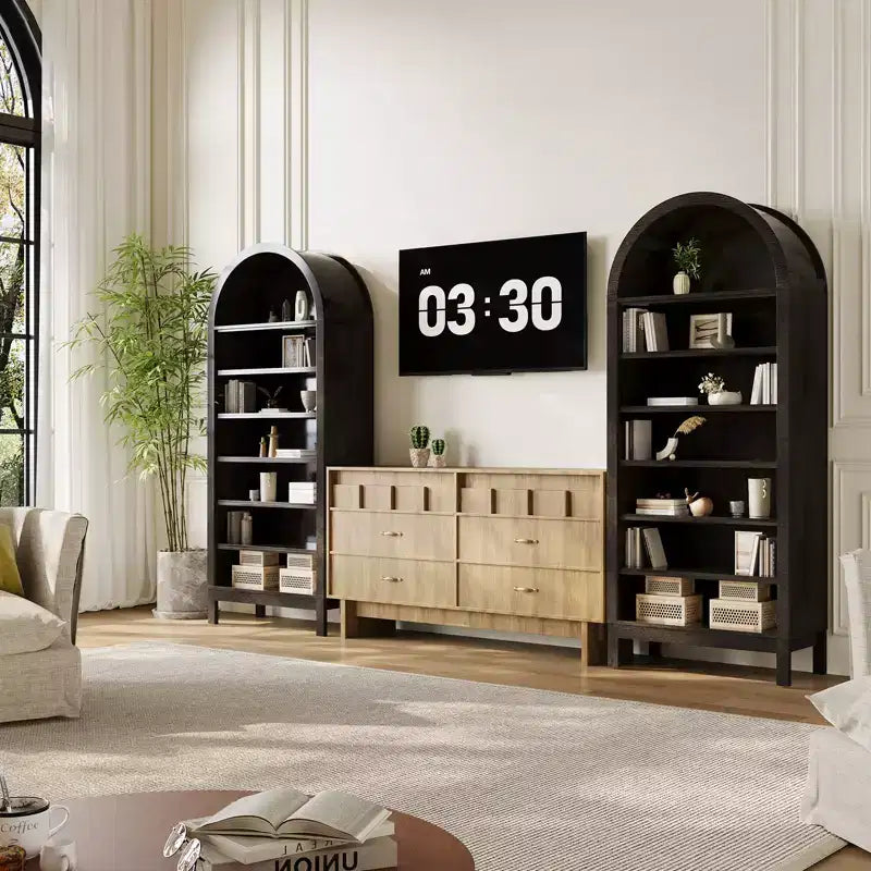 Meuble à chaussures arqué COZONY 71, étagère à chaussures réglable à 7 niveaux avec étagères ouvertes, organisateur d'entrée