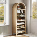COZONY 71 Arched Shoe Cabinet, 7-Tier Adjustable Shoe Rack with Open Shelves, Entryway Organizer