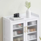 Meuble de rangement pour chaussures avec portes vitrées, Armoire à chaussures à 5 niveaux avec pieds de support robustes, Meuble de rangement pour chaussures pour salon, entrée