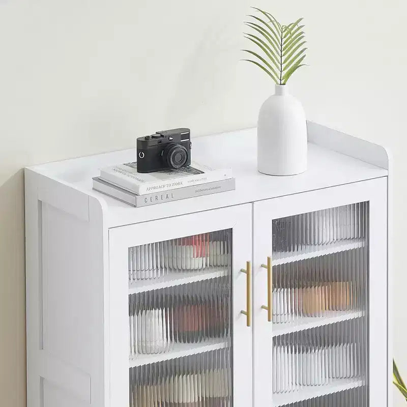 Meuble de rangement pour chaussures avec portes vitrées, Armoire à chaussures à 5 niveaux avec pieds de support robustes, Meuble de rangement pour chaussures pour salon, entrée