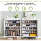 Meuble de rangement pour chaussures avec portes vitrées, Armoire à chaussures à 5 niveaux avec pieds de support robustes, Meuble de rangement pour chaussures pour salon, entrée
