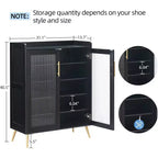 Meuble de rangement pour chaussures avec portes vitrées, Armoire à chaussures à 5 niveaux avec pieds de support robustes, Meuble de rangement pour chaussures pour salon, entrée