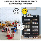 Meuble de rangement pour chaussures avec portes vitrées, Armoire à chaussures à 5 niveaux avec pieds de support robustes, Meuble de rangement pour chaussures pour salon, entrée