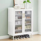 Meuble de rangement pour chaussures avec portes vitrées, Armoire à chaussures à 5 niveaux avec pieds de support robustes, Meuble de rangement pour chaussures pour salon, entrée