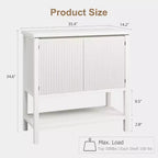 Console rustique COZONY avec rangement, meuble d'entrée blanc avec portes cannelées, buffet pour salon