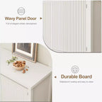 Console rustique COZONY avec rangement, meuble d'entrée blanc avec portes cannelées, buffet pour salon