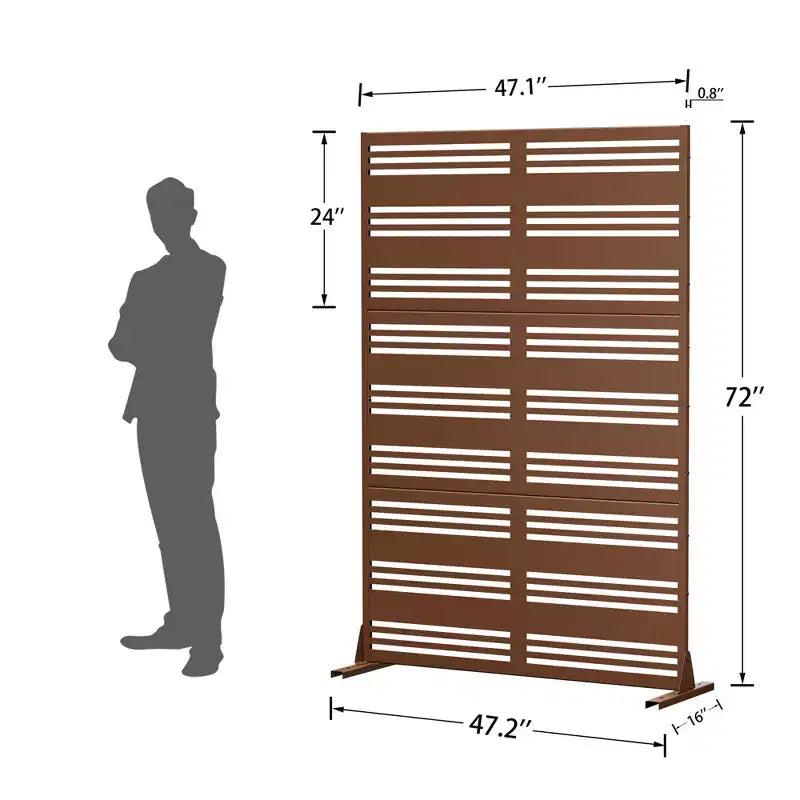 MAYEERTY Paravent Harold Large 1 Étroit 2 Type B Persiennes Tôle galvanisée noire 72x47x16po Ensemble de 6 pièces Ensemble de 3 pièces