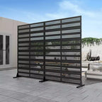 MAYEERTY Paravent Harold Large 1 Étroit 2 Type B Persiennes Tôle galvanisée noire 72x47x16po Ensemble de 6 pièces Ensemble de 3 pièces