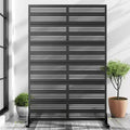 MAYEERTY Room Divider Screen Harold Wide 1 Narrow 2 Type B Louvered Black Galvanized Sheet 72x47x16in 6-Piece Set 3-Piece Set