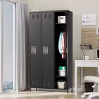 Casier métallique à 3 portes, casier de rangement ventilé avec serrure pour garage, salle de sport et bureau
