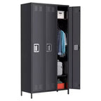 Casier métallique à 3 portes, casier de rangement ventilé avec serrure pour garage, salle de sport et bureau