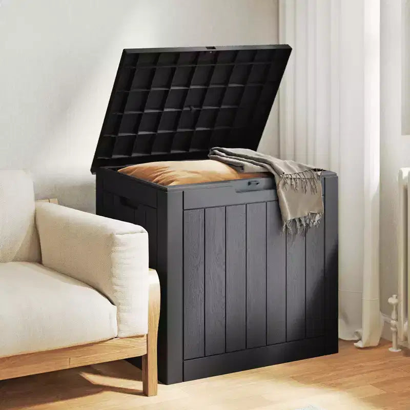 MAYEERTY Boîte de rangement extérieure 117 L en résine résistante aux intempéries avec serrure pour intérieur et extérieur