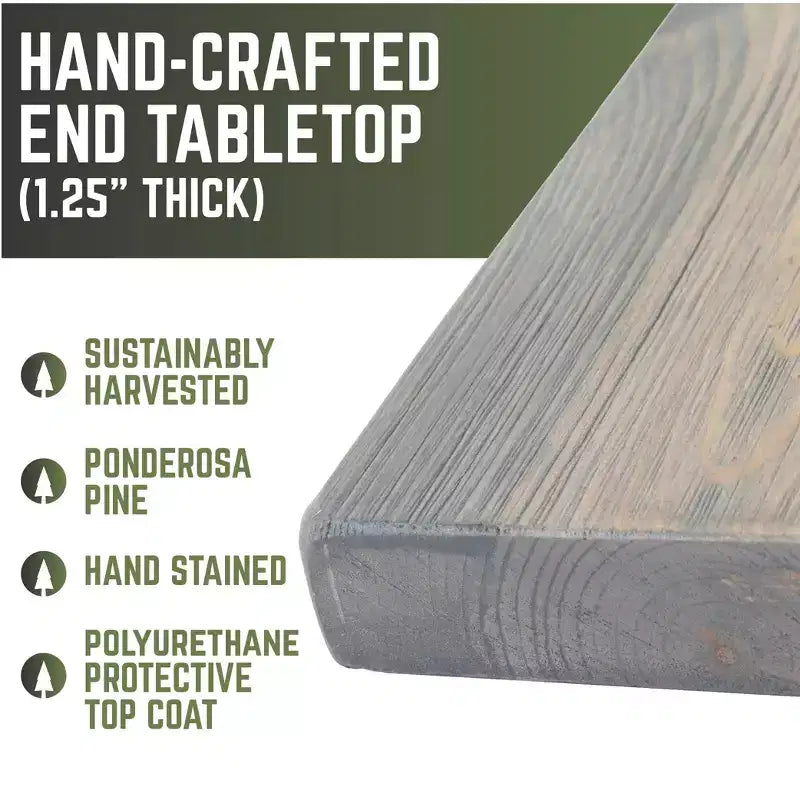 Dessus de table d'extrémité en bois massif gris Riverstone RESTORE par Pipe Decor