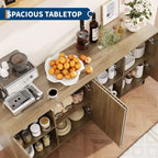 Meuble buffet-bahut cannelé avec 4 portes, étagères réglables et pieds en métal, pour salon et salle à manger