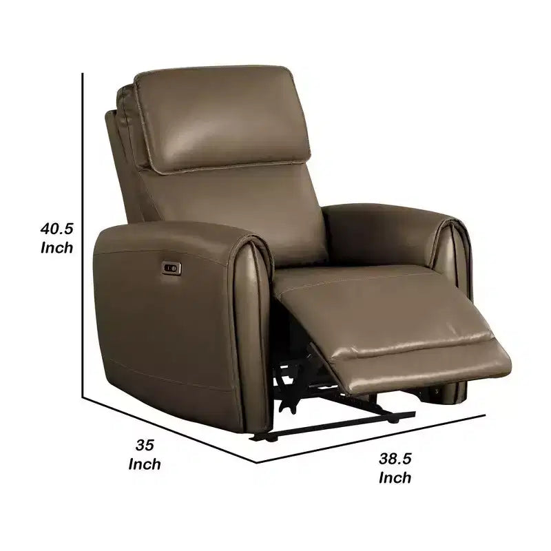 Fauteuil inclinable électrique Royal Hampton, similicuir marron clair, accoudoirs profilés