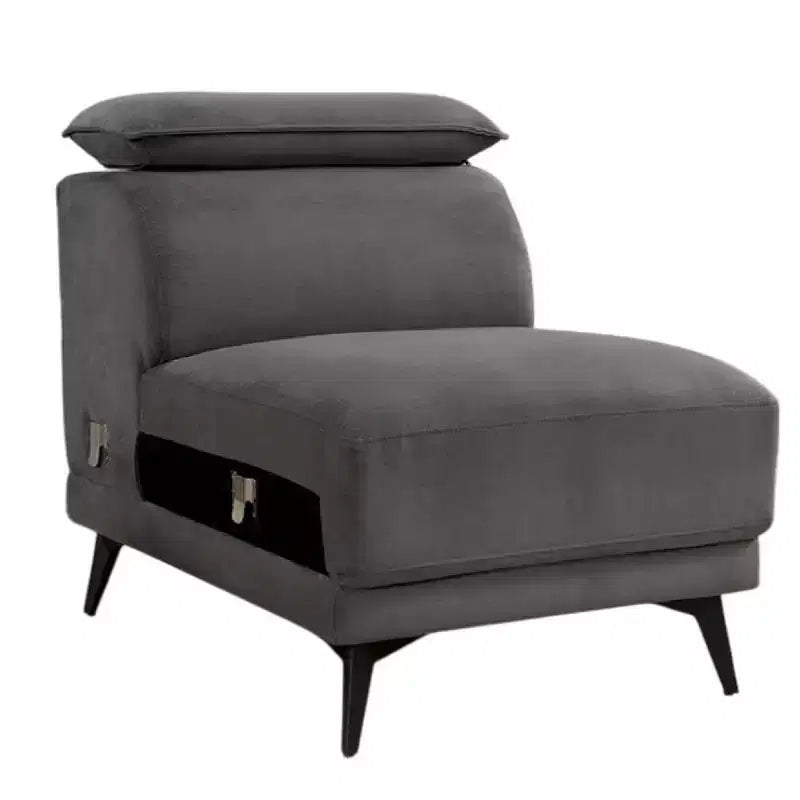 Royal Hampton Modular Armless Lounge Chair, Adjustable Headrest, Dark Gray Fabric