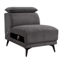 Royal Hampton Modular Armless Lounge Chair, Adjustable Headrest, Dark Gray Fabric