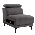Royal Hampton Modular Armless Lounge Chair, Adjustable Headrest, Dark Gray Fabric
