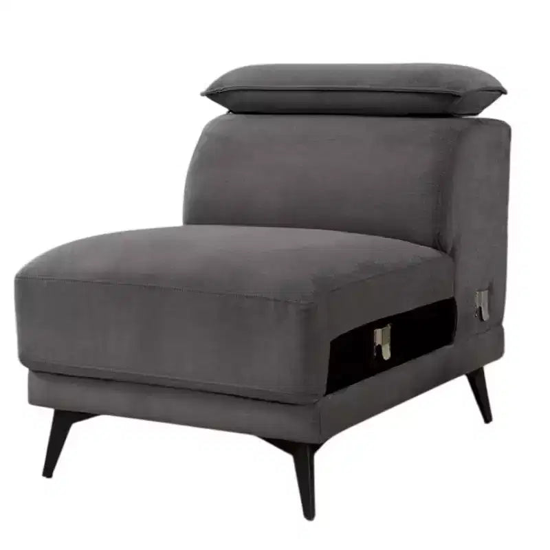 Fauteuil de salon modulaire Royal Hampton sans accoudoirs, appui-tête réglable, tissu gris foncé