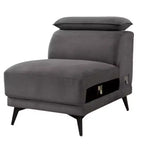 Fauteuil de salon modulaire Royal Hampton sans accoudoirs, appui-tête réglable, tissu gris foncé