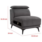 Fauteuil de salon modulaire Royal Hampton sans accoudoirs, appui-tête réglable, tissu gris foncé
