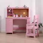 Ensemble bureau et chaise d'étude en bois pour enfants, table d'écriture avec étagère, tableau d'affichage, chaise réglable en hauteur, placard et tiroir pour les 3-8 ans