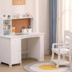 Ensemble bureau et chaise d'étude en bois pour enfants, table d'écriture avec étagère, tableau d'affichage, chaise réglable en hauteur, placard et tiroir pour les 3-8 ans