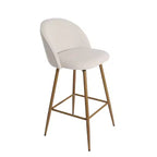 Chaise de bar pivotante HomeRoots 27, dossier bas, en tissu beige et chêne, et métal, hauteur comptoir