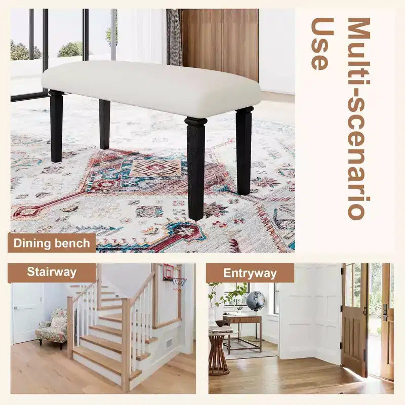 Ensemble de salle à manger rétro MAYEERTY 6 pièces, table en bois, 4 chaises et banc