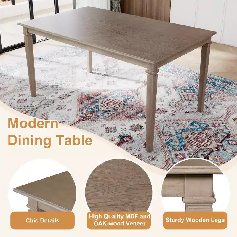 Ensemble de salle à manger rétro MAYEERTY 6 pièces, table en bois, 4 chaises et banc