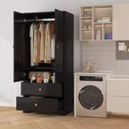 MDF 2-Door 2-Wardrobe Cabinet Flat Panel Design Durable and Stylish Storage Solution Perfect for Home Organization