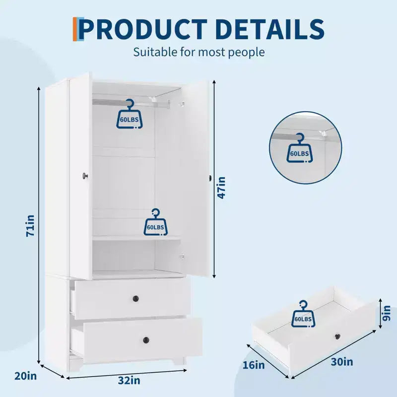 Meuble de rangement MDF 2 portes 2 armoires, design à panneaux plats, solution de rangement durable et élégante, parfait pour l'organisation de la maison.